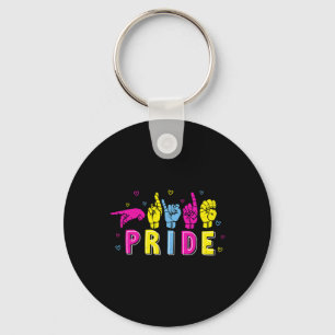 Dövet Pansexual ASL Pride Pan Rainbow Sign Languag Nyckelring
