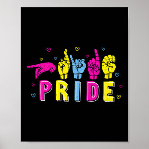 Dövet Pansexual ASL Pride Pan Rainbow Sign Languag Poster