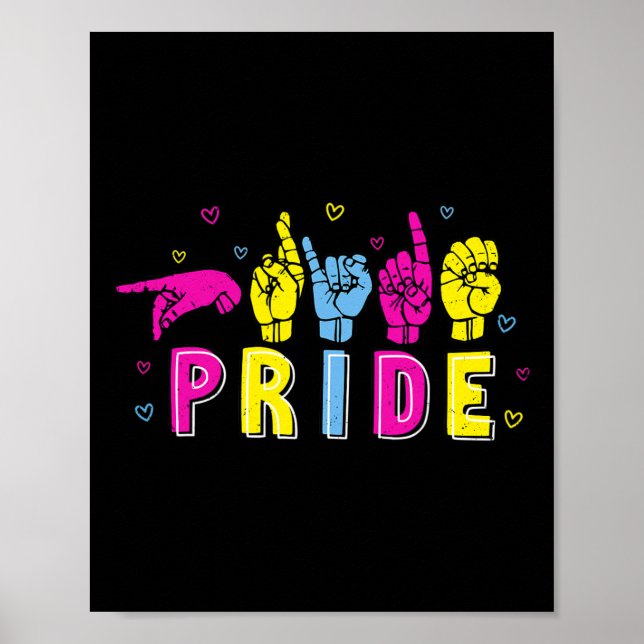 Dövet Pansexual ASL Pride Pan Rainbow Sign Languag Poster (Framsidan)