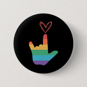 Dövet Rainbow Kärlek Symbol Knapp