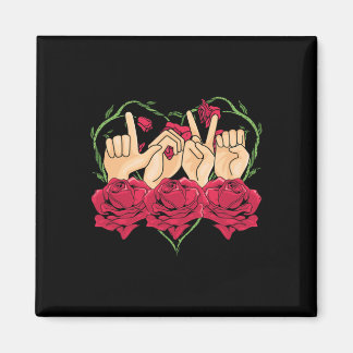 Dövet Ro Heart ASL Awareness kärlek P Magnet