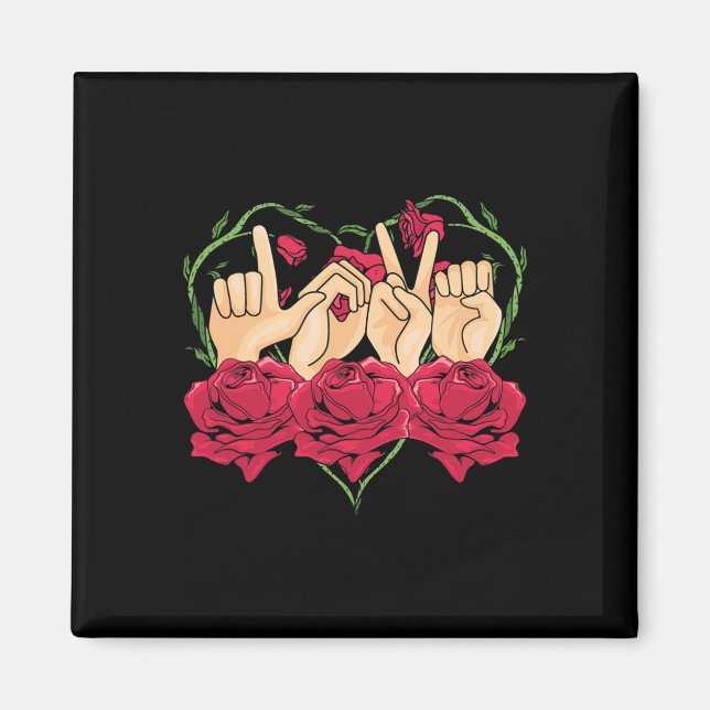 Dövet Ro Heart ASL Awareness kärlek P Magnet (Framsidan)