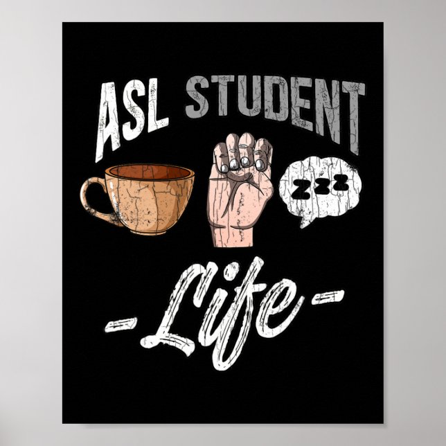Dövet SignLanguage Attire Awareness ASL Student Fu Poster (Framsidan)