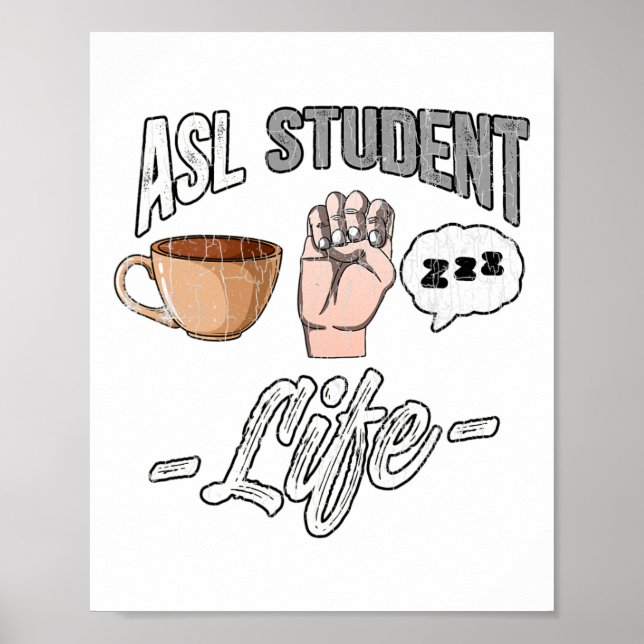 Dövet SignLanguage Attire Awareness ASL Student Fu Poster (Framsidan)