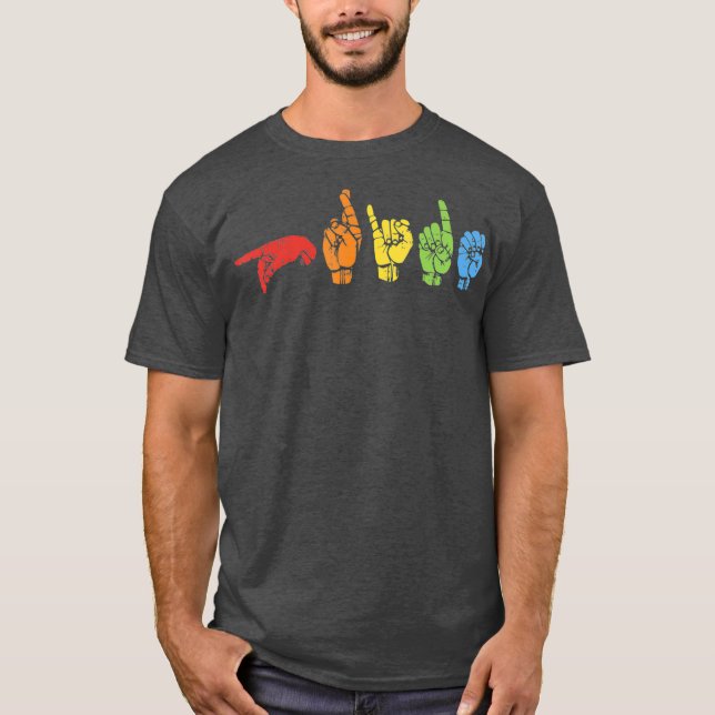 Dövet SignLanguage Funny Rainbow Flagga Gay LGBT T Shirt (Framsida)