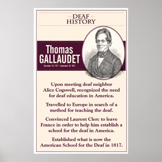 Dövets historik. Thomas Gallaudet. Poster (Framsidan)