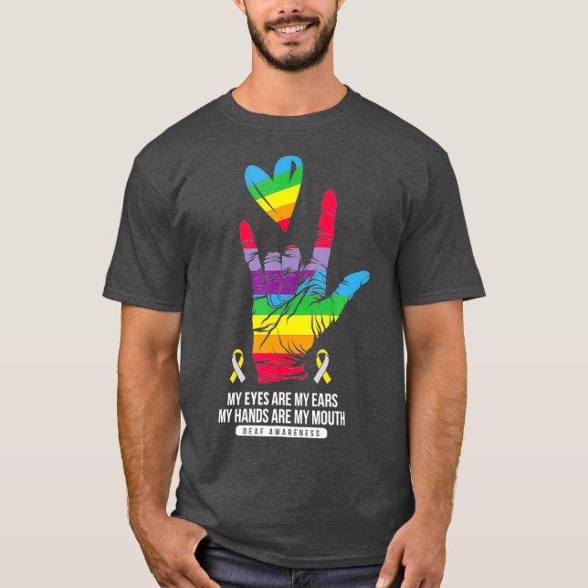 Dövets medvetenhet Hand Deafness Hörselförlust T Shirt (Framsida)