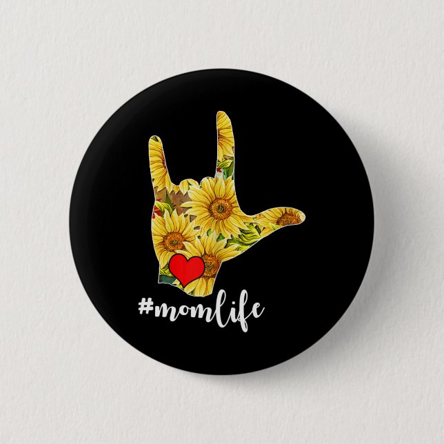 Dövets medvetenhet om ASL-teckenspråk Solros I Kär Knapp (Framsida)