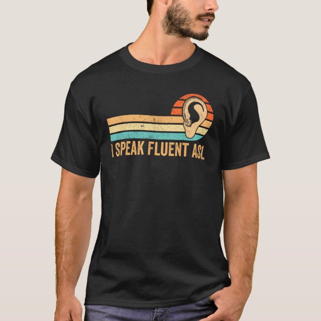 Dövets Pride Awareness Sign Language I talar Fluen T Shirt (Framsida)