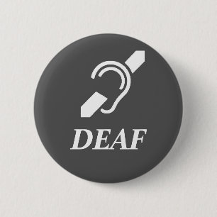 Dövt symbol med ordDÖV Knapp