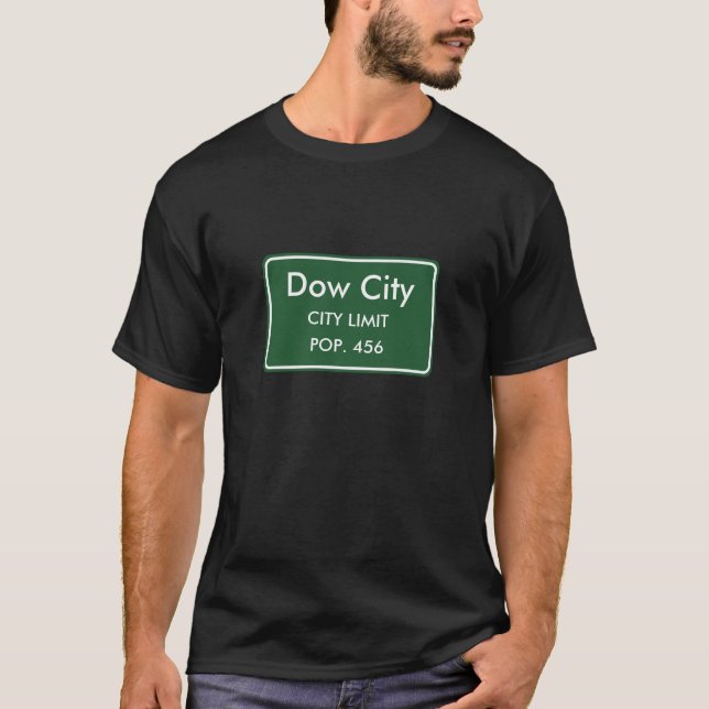 Dow City, IA Stadens Gräns Skylt Tee (Framsida)