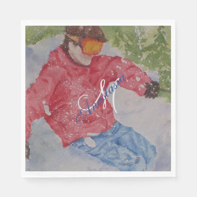 DOWN BACKE SKI PARTY MONOGRAM PAPPERSSERVETT (Framsidan)