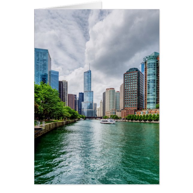 Down Chicago River Greeting Card OBS Kort (Framsidan)