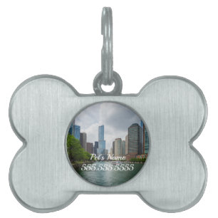 Down Chicago River Pet ID Tag ID-bricka Husdjur