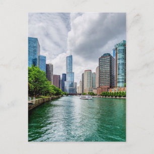 Down Chicago River Postcard Vykort