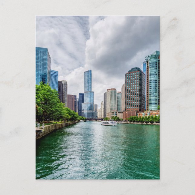 Down Chicago River Postcard Vykort (Framsida)