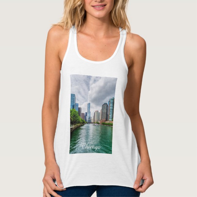 Down Chicago River Tanktop Linne Med Racerback (Framsida)
