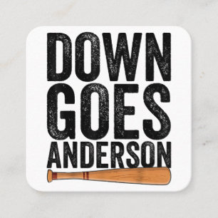 DOWN GOES ANDERSSON FUNNY BASEBALL-gåva ANDERSSON Fyrkantigt Visitkort