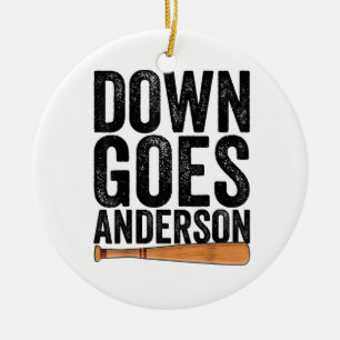 DOWN GOES ANDERSSON FUNNY BASEBALL-gåva ANDERSSON Julgransprydnad Keramik