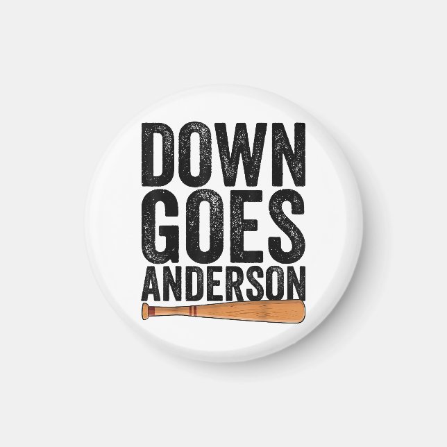 DOWN GOES ANDERSSON FUNNY BASEBALL-gåva ANDERSSON Magnet (Framsidan)
