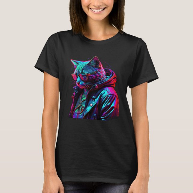 Down on his luck Cat with Glasses T Shirt (Framsida)