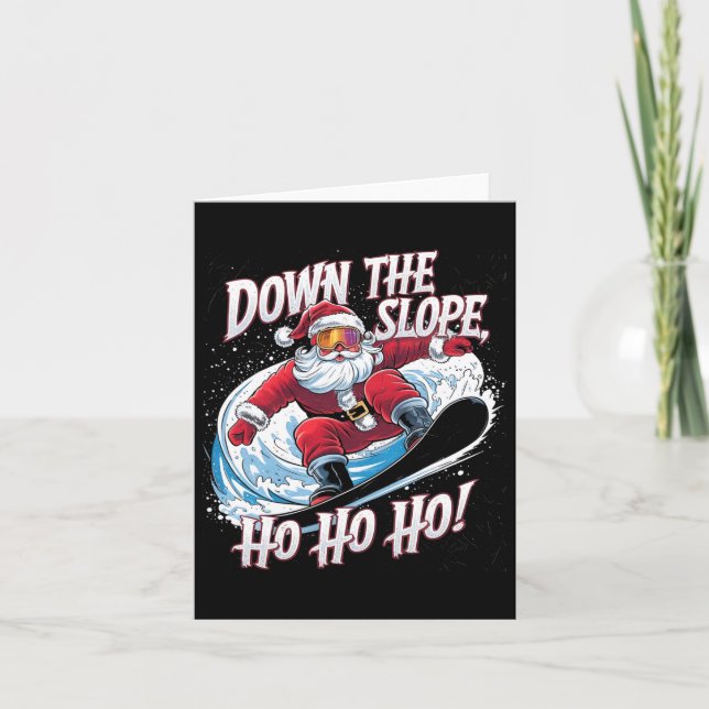 Down Slope Ho Ho Ho Santa Snowboarder God Sn Kort (Framsida)