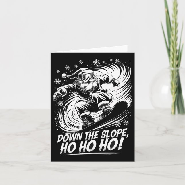 Down Slope Ho Ho Ho Santa Snowboarder God Sn Kort (Framsida)