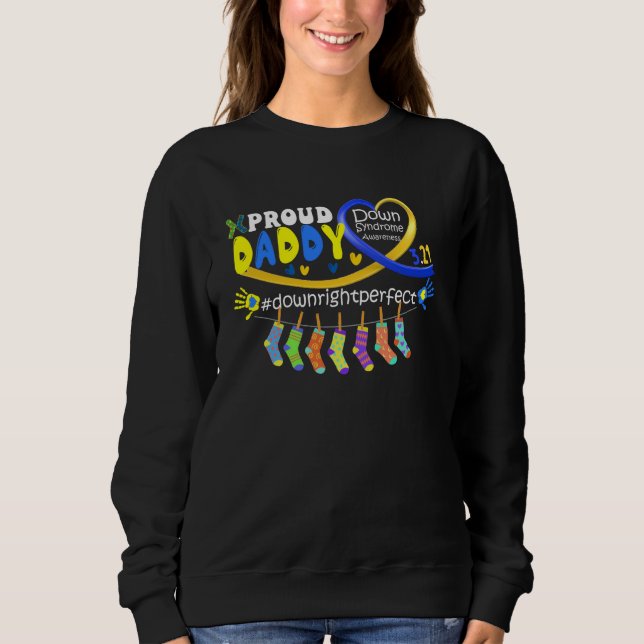 Down Syndrome Awareness Proud-Daddy Son Daughter M T Shirt (Framsida)