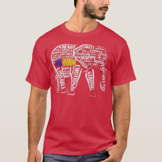 Down Syndrome Awareness Word Art Elephant T Shirt