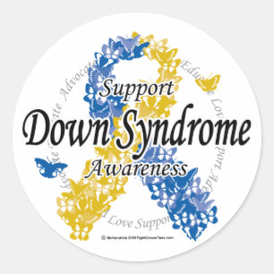 Down Syndrome band av fjärilar 2 Runt Klistermärke