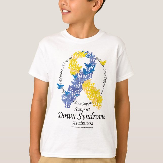 Down Syndrome band av fjärilar T-shirt (Framsida)