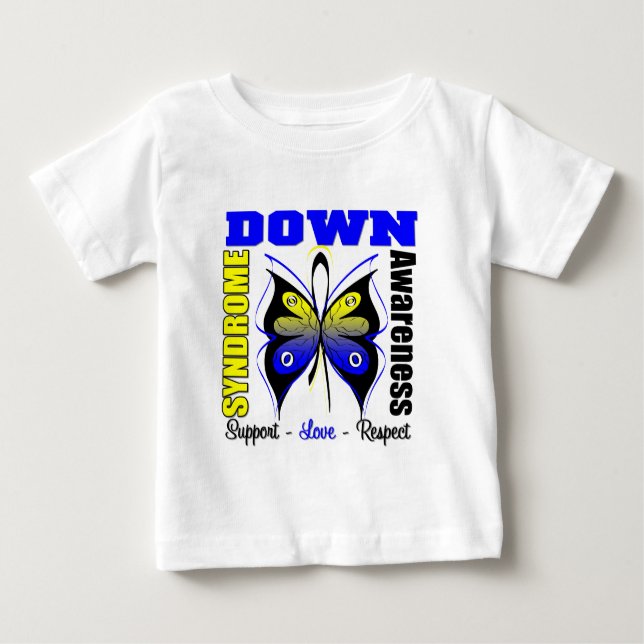 Down Syndrome medvetenhetfjäril Tee Shirt (Framsida)