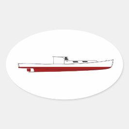 Downeast Maine Lobster Boat Färg Illustration Ovalt Klistermärke
