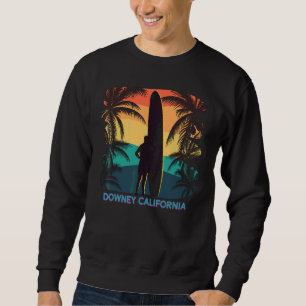 Downey California Ca Handflatan Träd Surfboard Sur Lång Ärmad Tröja