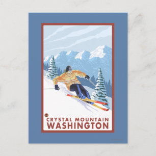 Downhhill Snö Skier - Crystal Mountain, WA Vykort