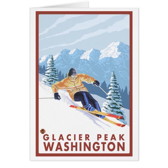 Downhhill Snö Skier - Glacier Peak, Washington OBS Kort (Framsidan)
