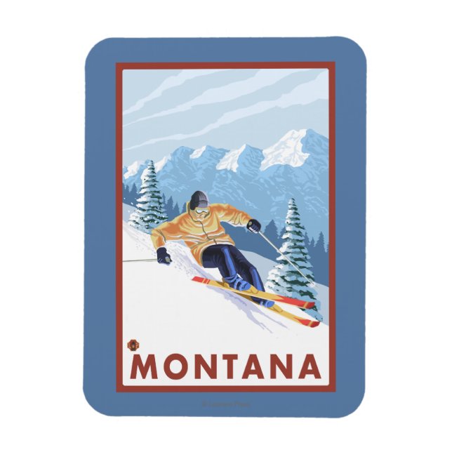 Downhhill Snö Skier - Montana Magnet (Vertikal)