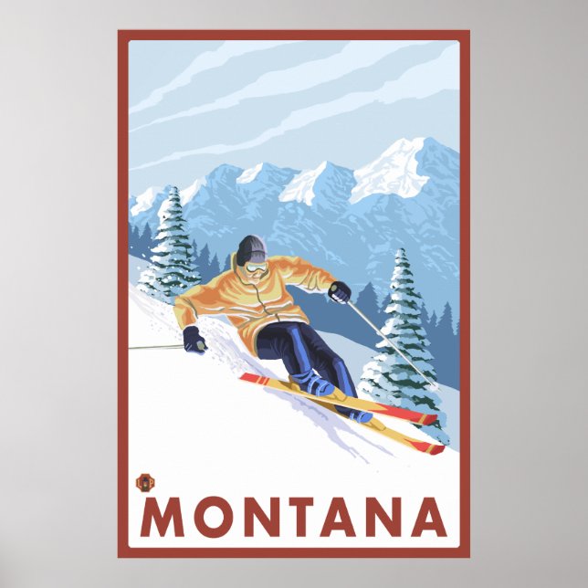 Downhhill Snö Skier - Montana Poster (Framsidan)