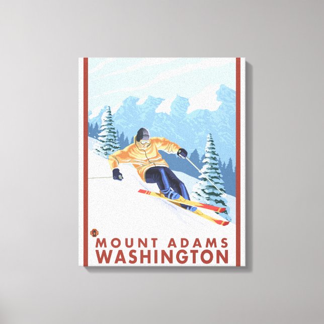 Downhhill Snö Skier - Mount Adams, Washington Canvastryck (Framsida)