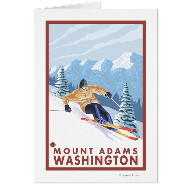Downhhill Snö Skier - Mount Adams, Washington Hälsningskort (Framsidan)