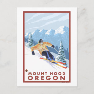 Downhhill Snö Skier - Mount Huva, Oregon Vykort