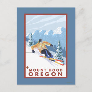 Downhhill Snö Skier - Mount Huva, Oregon Vykort