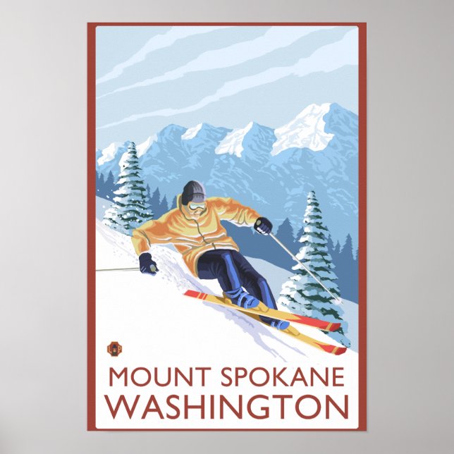 Downhhill Snö Skier - Mount Spokane Poster (Framsidan)