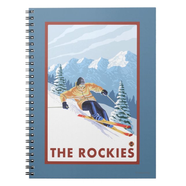 Downhhill Snö Skier - Rockies Anteckningsbok (Framsidan)