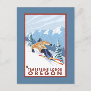 Downhhill Snö Skier - Timberline Lodge, Oregon Vykort