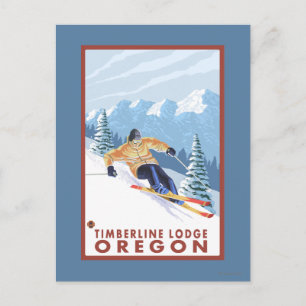 Downhhill Snö Skier - Timberline Lodge, Oregon Vykort