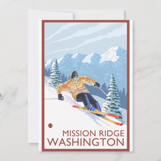 Downhhill Snö Skier - Uppdrag Ridge, Washington (Framsida)