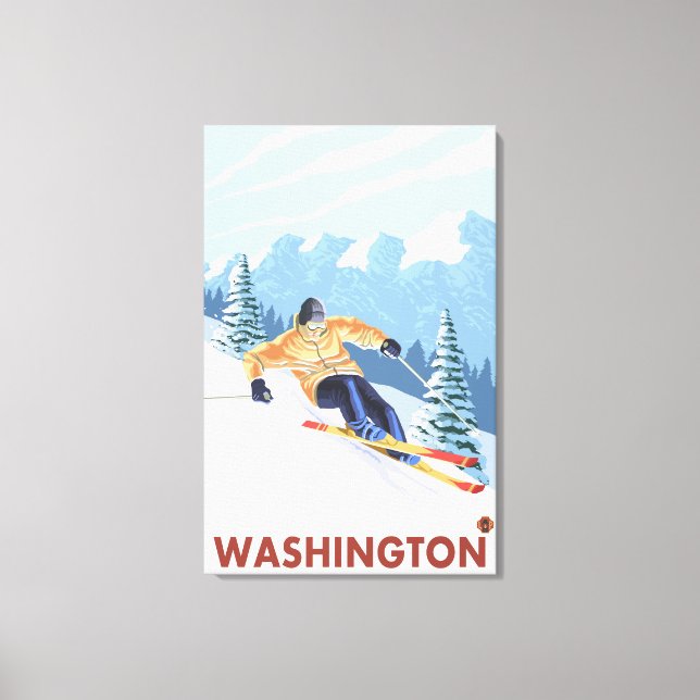 Downhhill Snö Skier - Washington Canvastryck (Framsida)