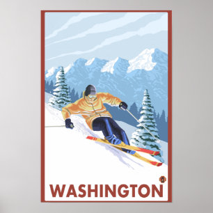 Downhhill Snö Skier - Washington Poster
