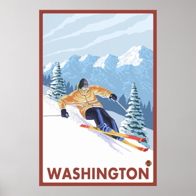 Downhhill Snö Skier - Washington Poster (Framsidan)